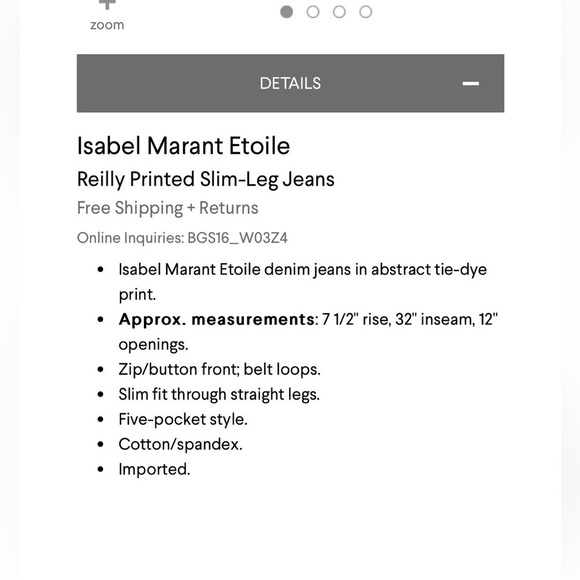 Isabel Marant Etoile Reilly Printed Slim Jeans White/Multicolored Sz 42 - Picture 12 of 12